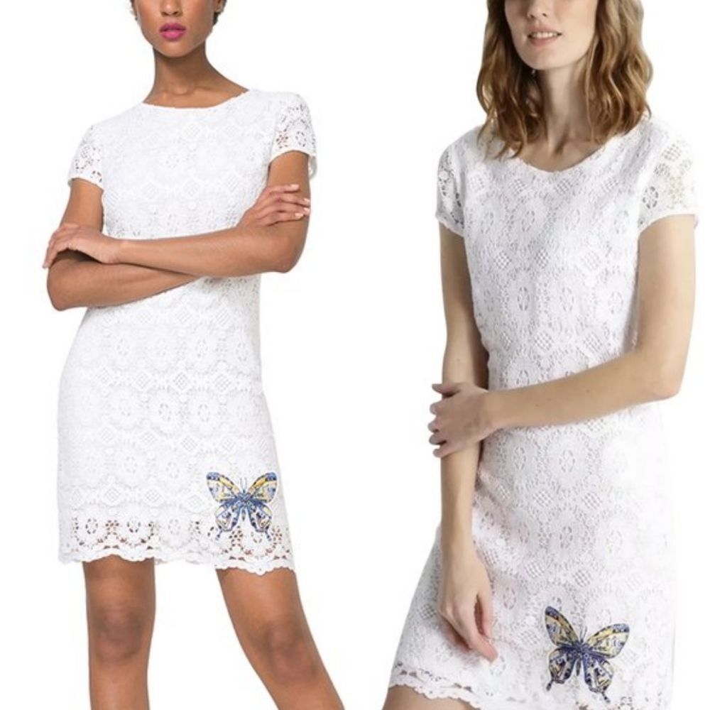 NWT|Desigual Vest Cadaques Lace Butterfly Embroidered Dress, EU 44, US 10